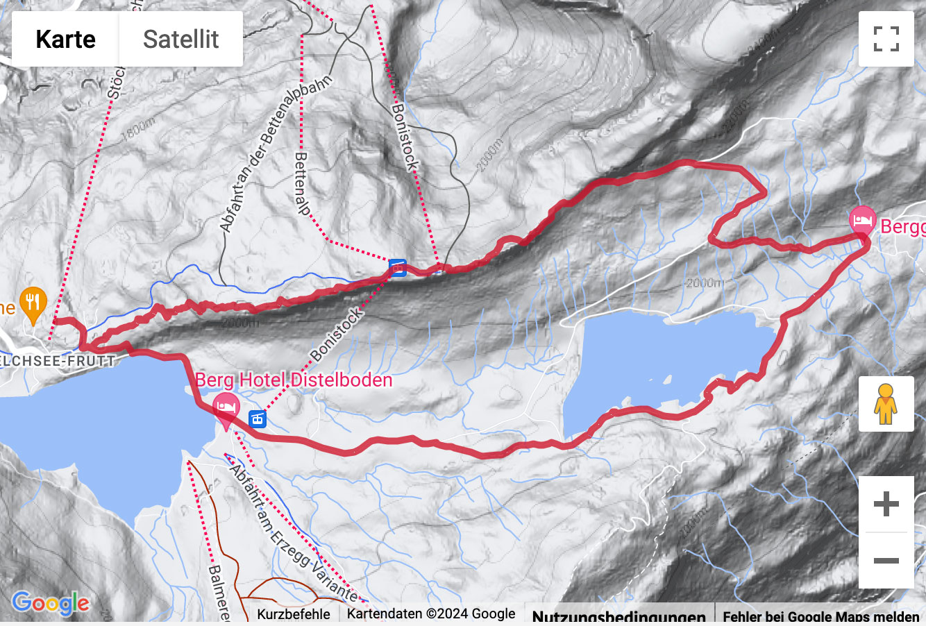 Übersichts-Routenkarte für die Bergwanderung von der Melchsee-Frutt über den Bonistock