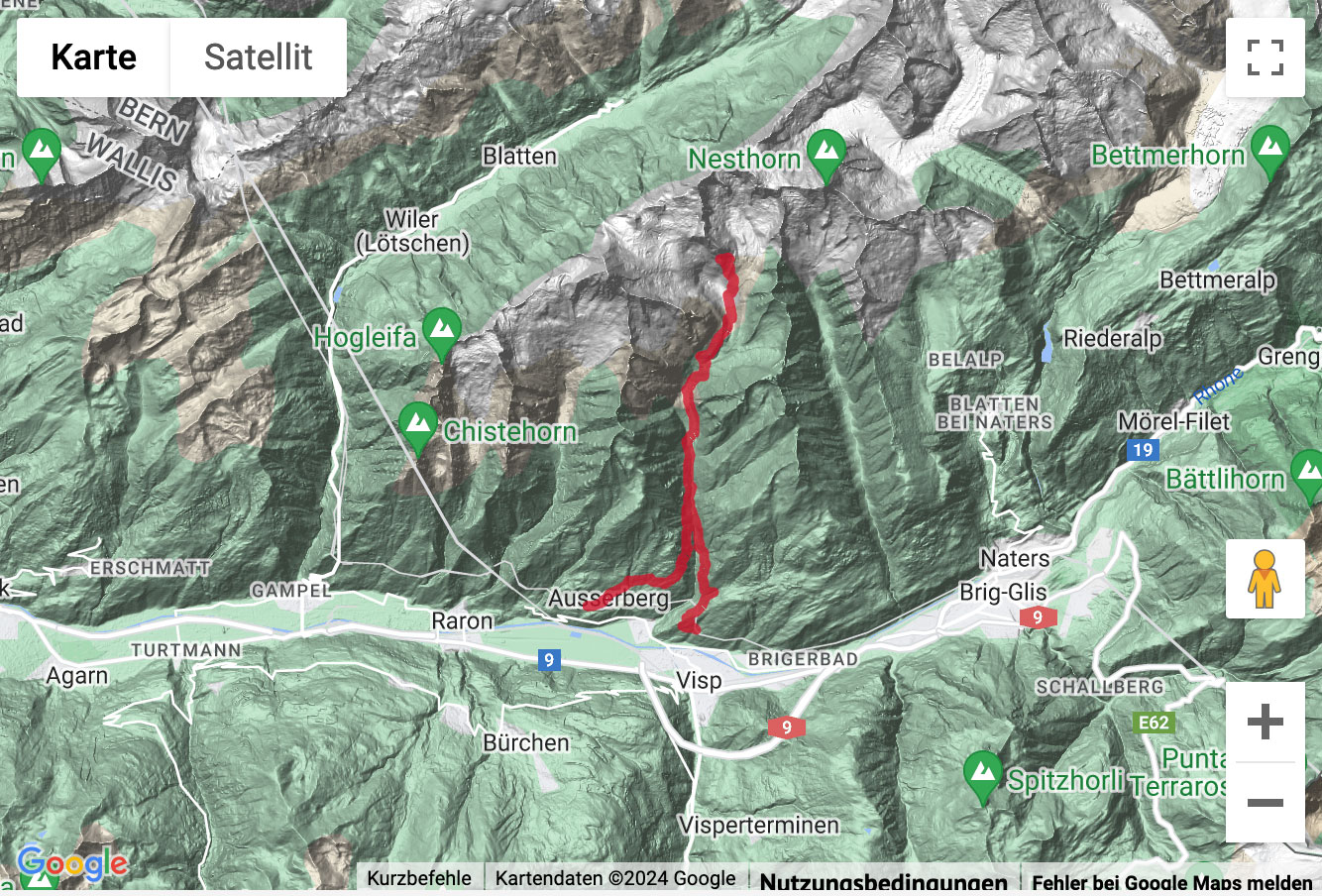 Übersichts-Routenkarte für die Hüttenwanderung zur Baltschiederklause SAC